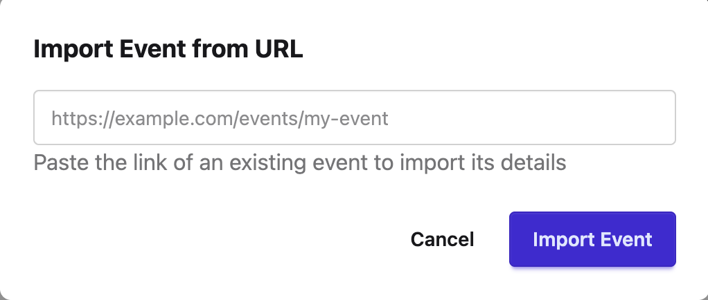 Screenshot of creating an event in BeamEvents